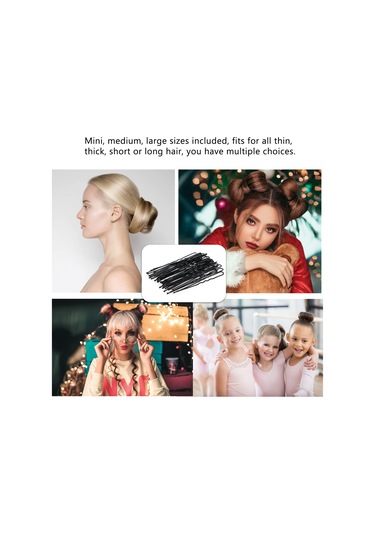 Dofolink 100 Adet Metal U Şekilli Saç İğnesi - Dalgalı Tip Saç Tutucu, Toplu Paket, Farklı Boyutlar, Siyah Renk, Saç Stili Oluşturucu Aksesuar Siyah