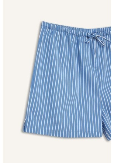 Defacto Fall İn Love Çizgili Kısa Boy Poplin 2li Şort Alt E2458ax24aube757 Mavi