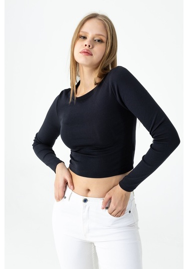 Giysa Kadın Bisiklet Yaka Pamuklu Basic Body Siyah - Mw0000832 Siyah
