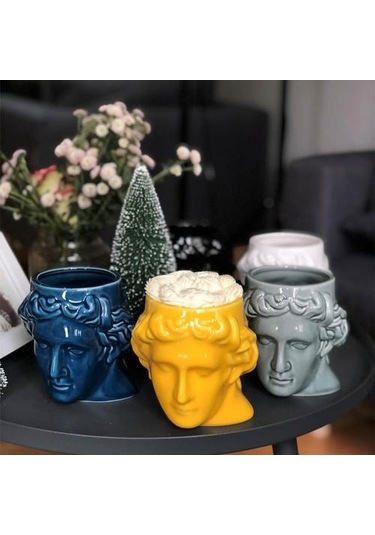 Büyük Kapasiteli Seramik Kupası İspanya Antik Yunanistan Apollo David Başkanı Kupa Heykel Kahve Fincanı Masaüstü Süsler Ofis Kalem Tutucu Kupalar Sarı A