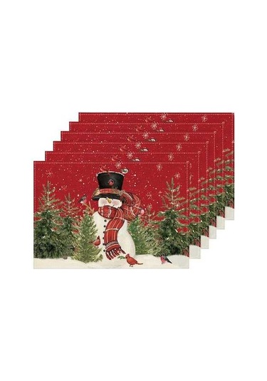 Moly 12x18 İn Yıkanabilir Noel Tatil Masa Örtüleri Seti, 6 Adet Kırmızı, Dayanıklı Ve Şık Masa Dekoru Kırmızı