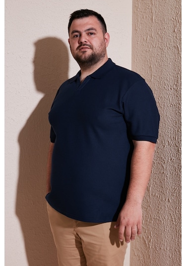 Buratti Büyük Beden Pamuklu Regular Fit Erkek Polo Yaka T Shirt 5902729B Indigo