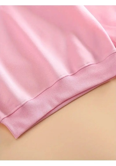 Kışlık Kapüşonlu Sweatshirt, Çocuk Grow Positive Papatya Baskılı Pembe