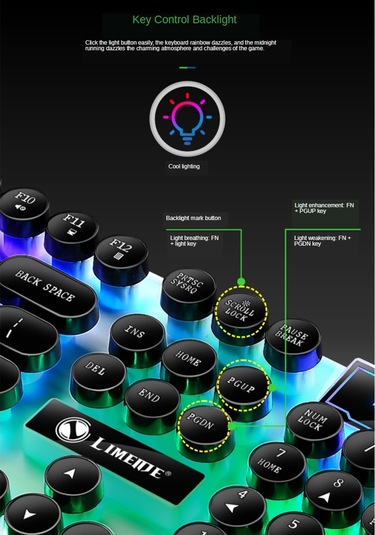 Tx300 Mekanik Feel Arka Işık Punk Kablolu Klavye Fare Seti Siyah