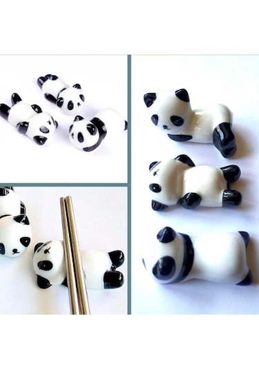 Omeniv 3 Adet Chopstick Standı Sushi Panda Japon Porselen