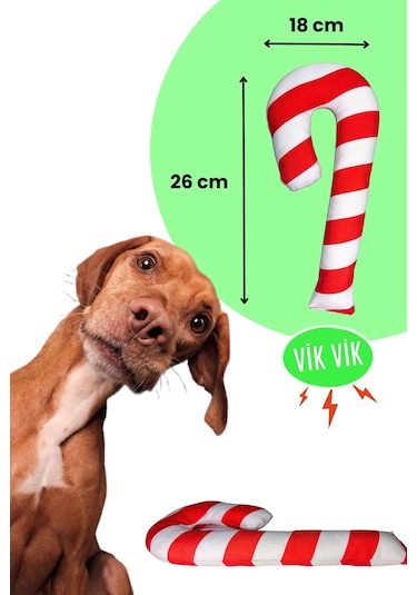 Havhav Yılbaşı Temalı Baston Şeker Köpek Oyuncağı