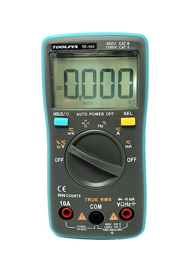 Toolfıx Tf-101 Işıklı Dijital Multimetre Ölçü Aleti True Rms