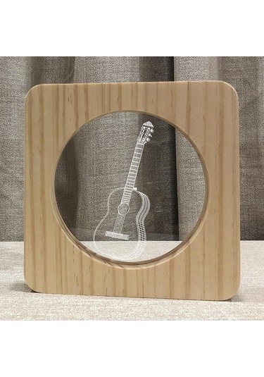 Trendooze Homyl Usb Düşük Güç Enerji Led Gece Işığı 3d Ahşap Modeli Pembe Renk Odun