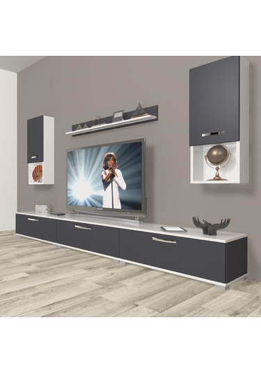 Decoraktiv Eko 270da Mdf Tv Ünitesi Tv Sehpası Beyaz - Antrasit