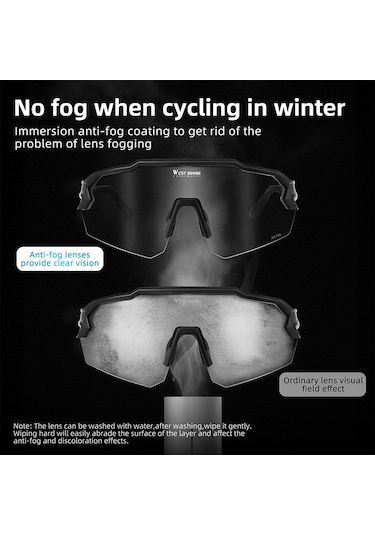 West Bıkıng Yp0703164 Tr90 Çerçeve Buğu Önleyici Bisiklet Gözlükleri Uv400 Fotokromik Güneş Gözlüğü - Siyah