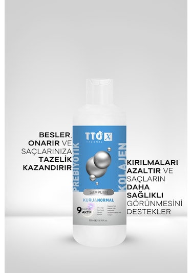 Tto X Kuru ve Normal Saçlar Için Şampuan Kolajen ve Prebiyotik 500Ml