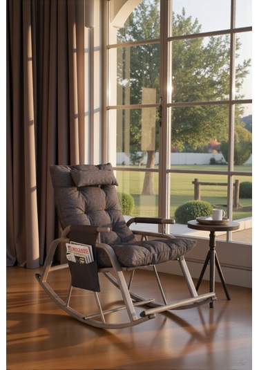 Dicle Cepli Pofuduk Minderli Sallanan Sandalye Tv Koltuğu Antrasit