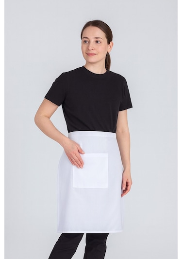 Kadın Belden Bağlamalı Barista Şef Mutfak Önlüğü 60x60 Cm Beyaz