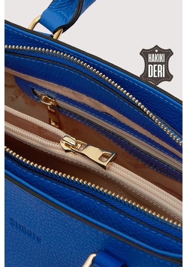 Hakiki Deri Kadın El Çantası Mavi Smr7922 Mavi