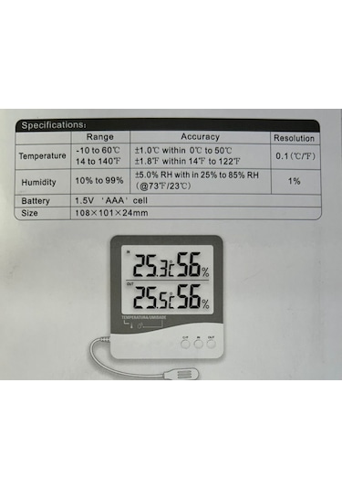 Tt Technic Th060h Termometre İç Dış Sıcaklık Nem Hava Durumu Ölçe N11.662