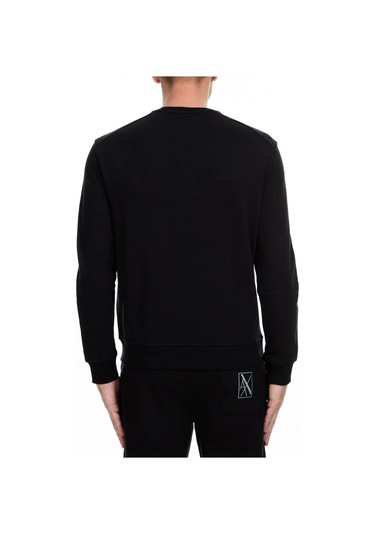 Erkek Önde Ax Logolu Bisiklet Yaka Sweatshirt - Siyah Black