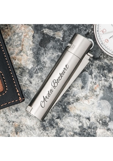 Clipper Kişiye Özel Metal Çakmak Özel Kutulu ve Baskılı Gümüş