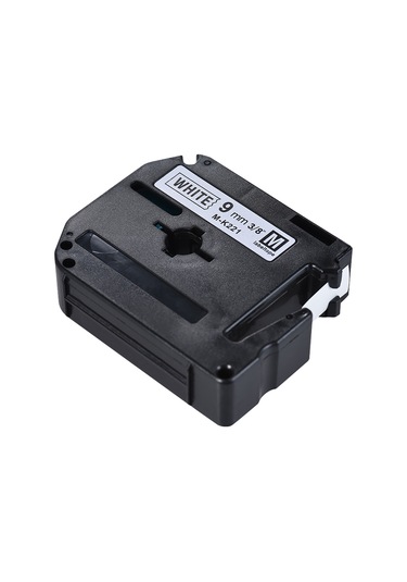 Yuntech01 Brother M-k221 9mm Beyaz Arka Plan Siyah Yazı Etiket Bandı - 8m Uzunluk, Plastik Malzeme, Siyah-gri Kasa Rastgele