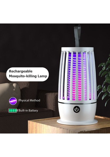 Teltree Usb Şarjlı Taşınabilir Led Sivrisinek Öldürücü Ve Gece Lambası, Dahili Lityum Pil, Beyaz Renk Beyaz
