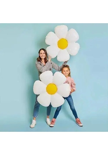 Folyo Balon Papatya Görselli 50x40 +71x71 2 Boy 2 Li Paket Doğum Günü Süsü Çok Renkli