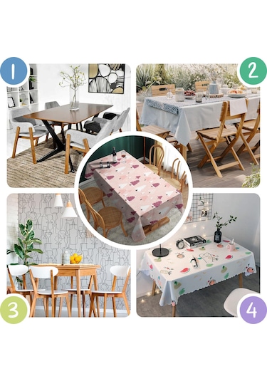 Noel Desenli Dikdörtgen Masa Örtüsü 60x84 İnç, Su Geçirmez Ve Leke Tutmaz Noel Ağacı Kar