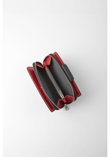 Cengiz Pakel Orta Boy Çıt Çıt Detaylı Kadın Cüzdan/portföy - 65300 - Siyah/kırmızı 65300-siyah-kırmızı
