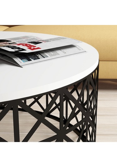 Selin Metal Ferforje Orta Sehpa - Beyaz