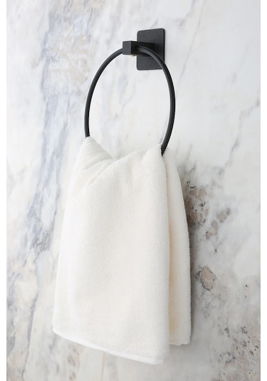 MultiStore Siyah Kare Yapışkanlı Uzun Havluluk Halka Havluluk Wc Açık Tuvalet Kağıtlığı Rulo Havluluk 4lü Set Siyah