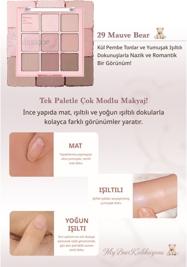 Dasique Mat Ve Işıltılı Renk Seçenekleri Sunan Far Paleti Shadow Palette 29 Mauve Bear 29 Mauve Bear
