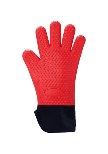 Novahub Kırmızı Mutfak Gereçleri Silikon Eldiven Mutfak 1 Adet Pişirme Barbekü Mikrodalga Eldiven Kırmızı