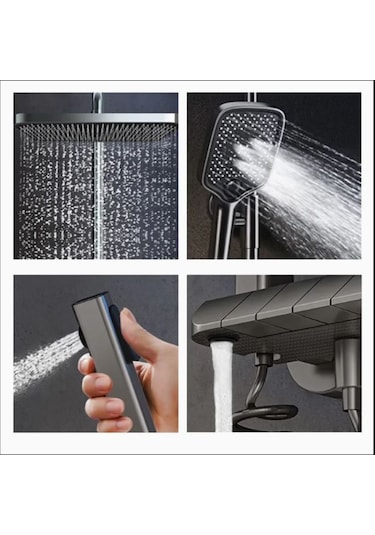 Piyano 5 Fonksiyonlu Kendinden Banyo Bataryalı Robot Duş Seti Şat Siyah