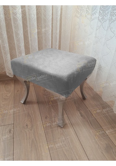 Ayak Ucu Kapı Önü Antre Düz Bench Puf Gümüş Ayak Pembe