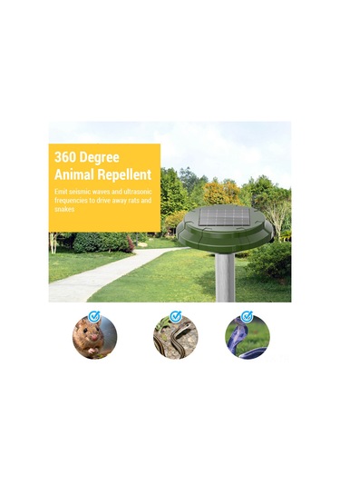 Vkemall Güneş Enerjili Ultrasonik 360 Su Geçirmez Yılan Ve Toprak Hayvanları Kovucu, Bahçe/çiftlik İçin 700 M² Etki Alanı Yeşil