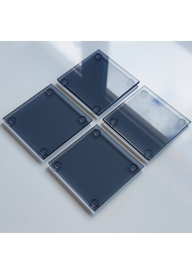 Decorita Cam Bardak Altlığı 4'lü Takım Füme 10 CM x 10 CM Füme