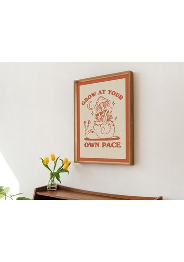 Retro Salyangoz Poster, Olumlu Alıntı Sanatı, Mantar Sanat Eseri, Sınıf Posteri