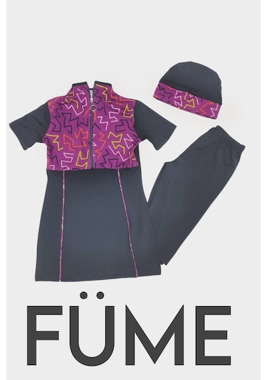 Yarım Kol Çocuk Mayo Fermuarlı Çocuk Mayosu Kısa Kol Mayo Kısa Kol Kız Çocuk Mayo Füme