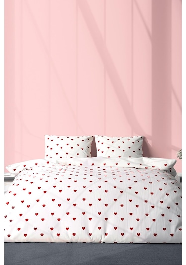 Pamuklu Çift Kişilik Nevresim Seti Nevresim Ve Yastık Kılıfı Çarşafsız Eleanor Beyaz