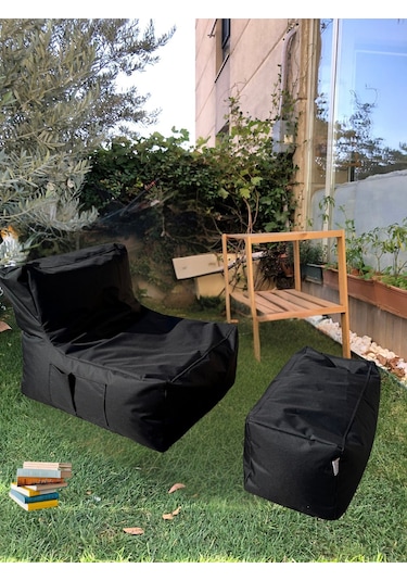 Xxl Sedir Armut Koltuk Ve Ayakucu Pufu Siyah