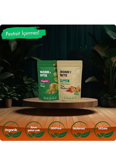 Organik Kurutulmuş Kivi & Çıtır Sebze Kapya Biber, Cherry Domates, Soğan İkili Paketi Diğer