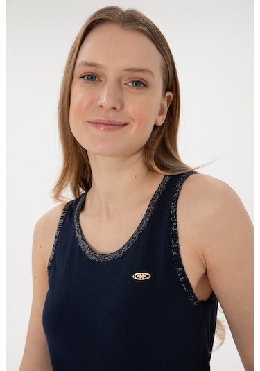 U.S. Polo Assn. Kadın Lacivert Bisiklet Yaka Triko Tişört 50306480-VR033