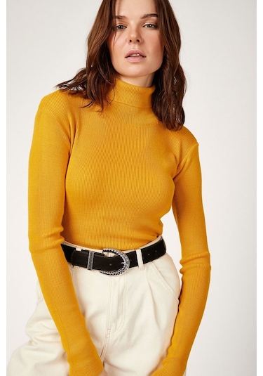 Bigdart 10311 Balıkçı Yaka Triko Kazak - Hardal 001