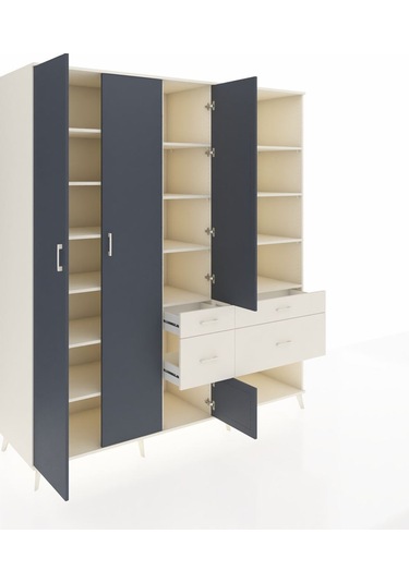 Kronos Dolap 14 Raflı 4 Çekmeceli 4 Kapaklı 220x59x243 Aytaşı-antrasit/aytaşı Antrasıt/aytası