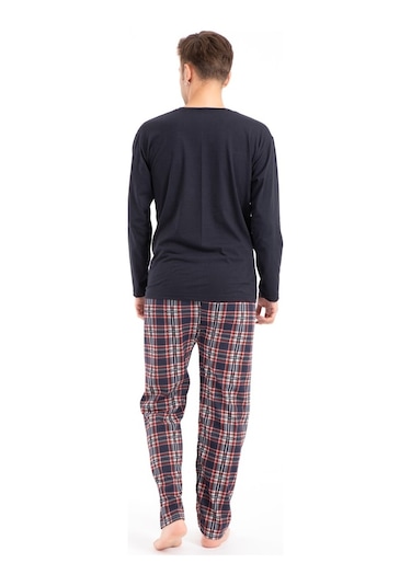 Tampap 2170 Baskılı Uzun Kol Erkek Pijama Takımı - Lacivert