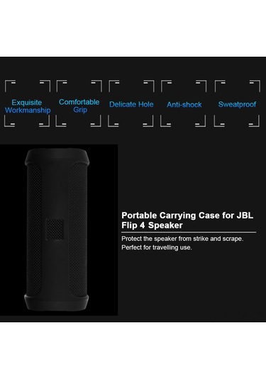 Geeroyoo Jbl Flip 4 Hoparlörü İçin Siyah Silikon Korumalı Kılıf - Darbe Ve Çizikten Koruma, Taşınabilir Dışortam Kullanıma Uygun