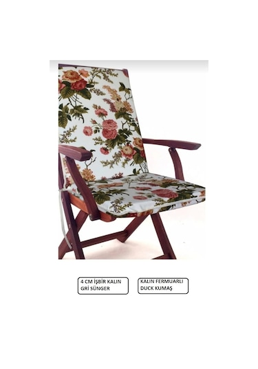 Sandalye Minderi Masa Örtüsü 120x180 4 Adet Minder Kalin Duck Kumaş 4 Cm Sünger Ingiliz Gülü Çok Renkli