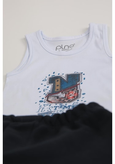 N3 Baskı Şortlu Takım Lacivert 3561 001