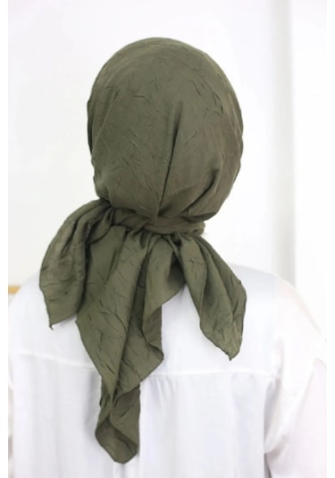 Melodi Scarf Kadın Tesettür Pratik Bambu Kraş Eşarp Haki Haki
