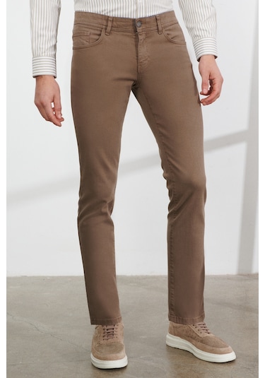 Erkek Vızon 360 Derece Her Yöne Esneyen Rahat Slim Fit Pantolon Vizon