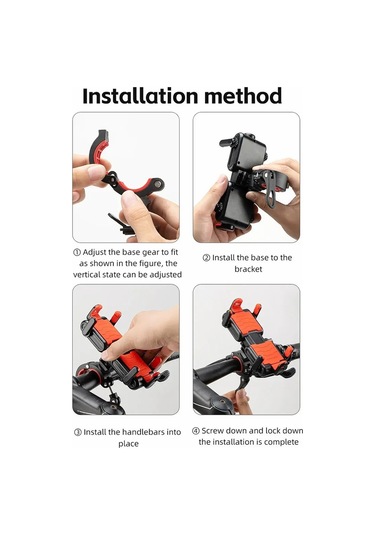 Cbtx Global Rockbros Cep Telefonu Braketi Motosiklet İçin Hızlı Açılan Telefon Tutucu - Kırmızı