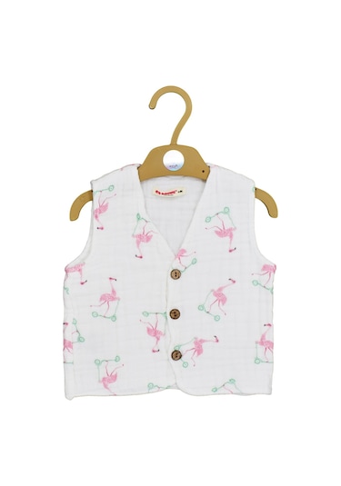 Beberotti 4 Katlı Müslin Bebek Yelek 270 Ekru-pembe Ekru - Pembe